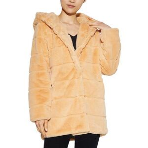 Apparis Womens Jill Hooded Faux-Fur Coat Large Sand - NWT $250